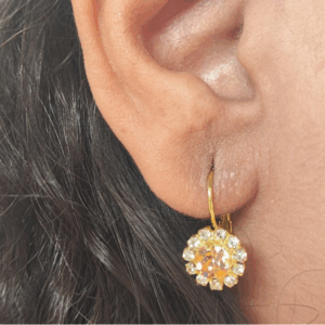 Brinco flores com Zircônia - Bijuteria