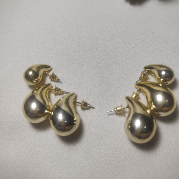 Trio Gotas Baloada Folheado a ouro 18k