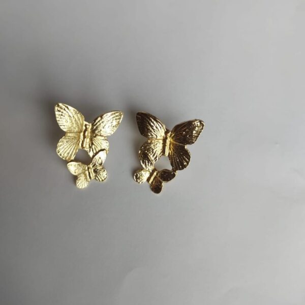 Brinco Borboletas Duplas - Folheado a Ouro 18k