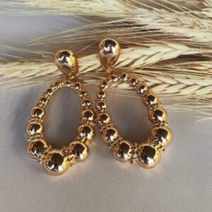 Brinco esferas  Folheado a Ouro 18k