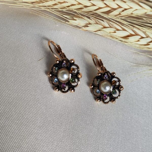 Brinco Gancho dourado zircônias coloridas
