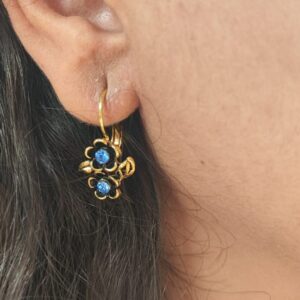 Brinco Flor Dupla Azul