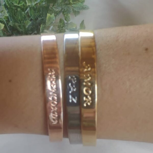 Trio de pulseiras dourada/prata/rosé