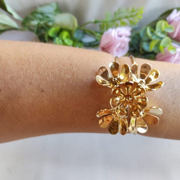 Bracelete Folheado a Ouro 18k Aro com Flores