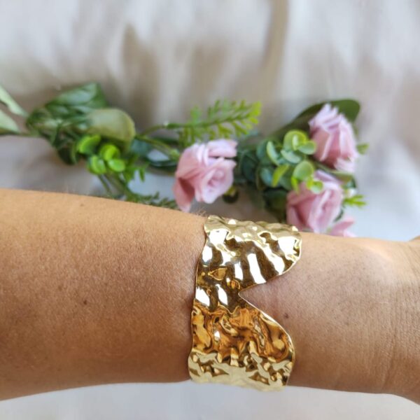 Bracelete Folheado a Ouro 18K Martelado